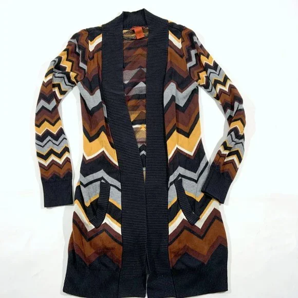Missoni for Target Chevron Long Chevron Knit Cardigan Rayon Open Sweater Sz XS - Picture 2 of 7
